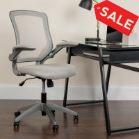 Flash Furniture BL-ZP-8805-GY-GG Mid-Back Mesh Task Chair with Flip-Up Arms in Gray